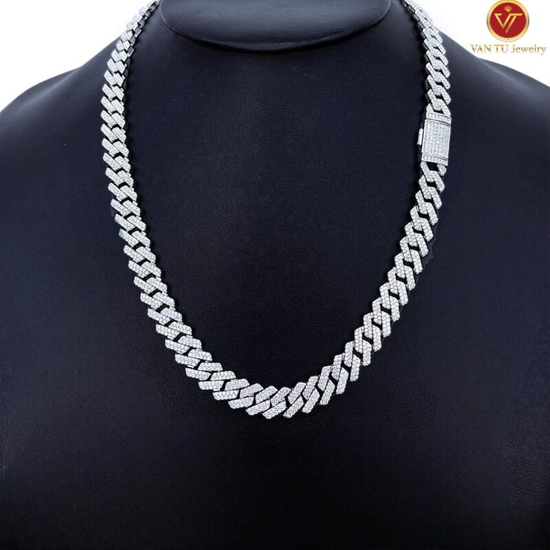 dây chuyền cuban (bạc s925) phủ vàng trắng cao cấp 73725